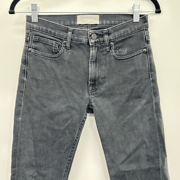 Everlane Black Raw Hem Straight Leg Ankle Jeans 25 - Picture 2 of 6